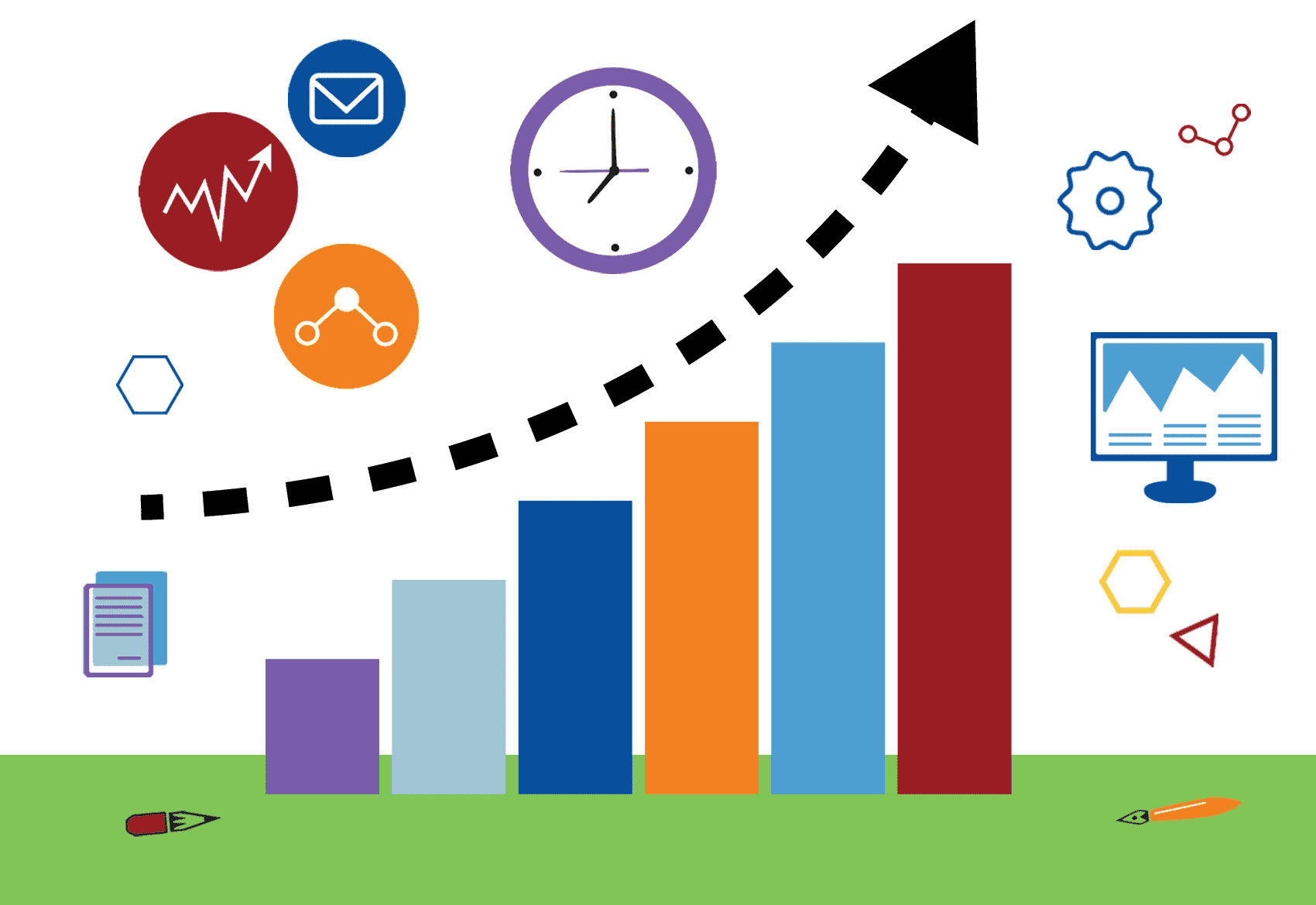 Illustration of an upward bar graph depicting the ability to scale to fit your needs